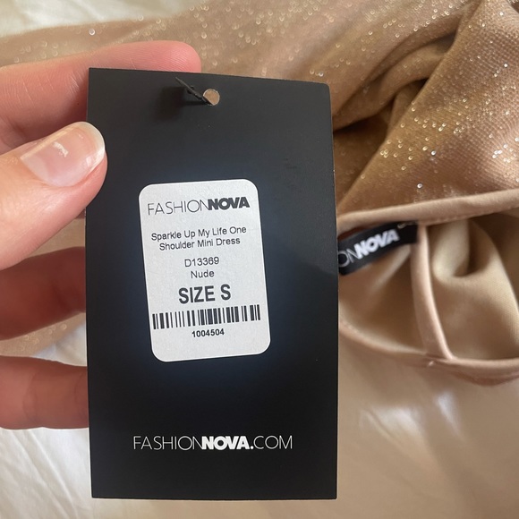 NWT FN MINI DRESS GLITTER/SHIMMER NUDE - Picture 7 of 7